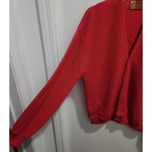 Vtg SEARS Kings Road Reddish-Pink Alpaca Wool Blend Knit LS Cardigan Sweater L - Picture 4 of 7